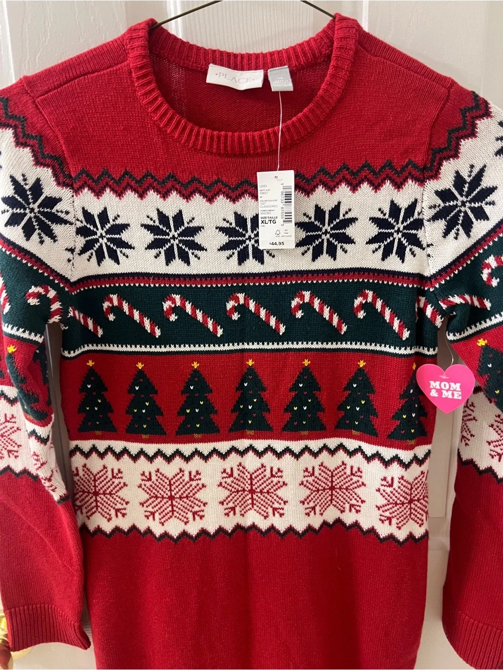 The Children’s Place Girl’s Christmas Fair Isle Red Sweater Dress Sz 14 New W/t